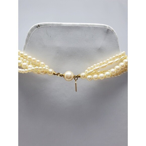 VINTAGE MARVELLA IVORY FAUX PEARL 4 STRAND TWIST NECKLACE FASHION JEWELRY - Picture 8 of 12